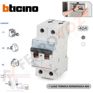 PACK LLAVE TERMICA MONOFASICA 40A " BTICINO COMERCIAL" (5PCS)