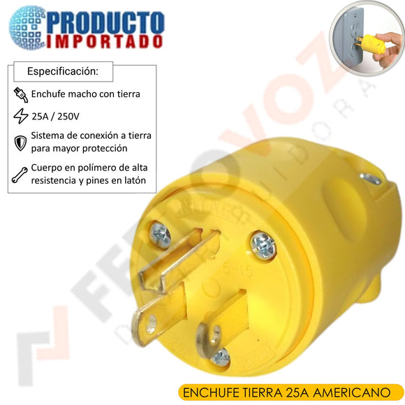 ENCHUFE TIERRA 25A AMERICANO