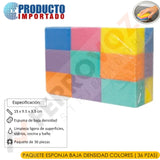 PAQUETE ESPONJA BAJA DENSIDAD  COLORES ( 36 pzas)