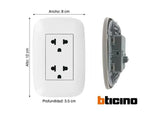 TOMACORRIENTE DOBLE TIERRA BTICINO SENCIA 16A 250V "ORIGINAL"