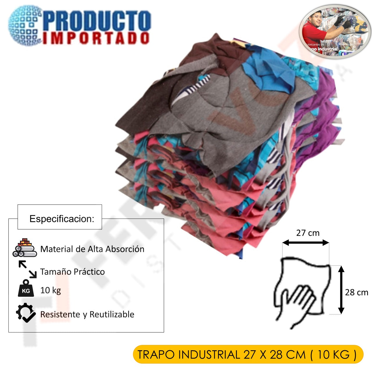 TRAPO INDUSTRIAL 27 X 28 CM 10 KG