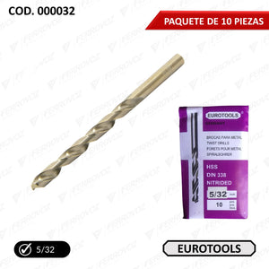 BROCA METAL HSS NITRURADA 5/32"≈ 3.9MM (10PCS)