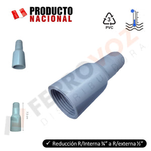 REDUCCION AGUA PVC 3/4" RI - 1/2" RE