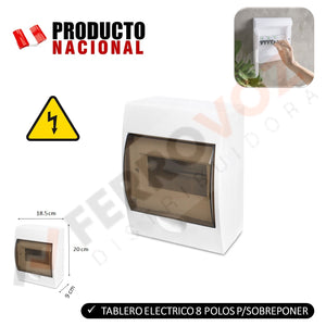 TABLERO ELECTRICO 8 POLOS P/SOBREPONER