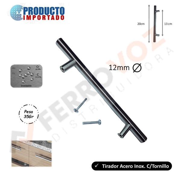 TIRADOR ACERO INOX. (20CM) INC. TORNILLOS