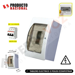 TABLERO ELECTRICO 3 POLOS P/EMPOTRAR