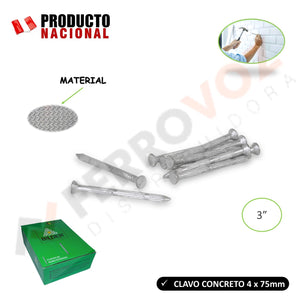 CLAVO CONCRETO 3"  ≈ 4 x 75mm (500 gr.)