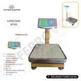 BALANZA DIGITAL TORRE 60 KG. RECARGABLE USO RUDO