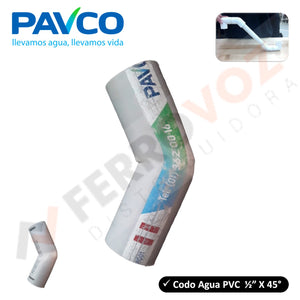 CODO AGUA PVC 1/2" X 45 "PAVCO"