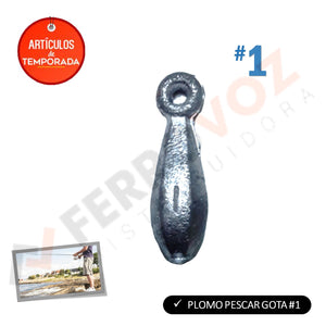 PLOMO PESCAR GOTA 1"  30gr aprox ( X PIEZA)  ¨NACIONAL¨