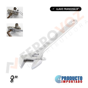 LLAVE FRANCESA 8" CROMADA