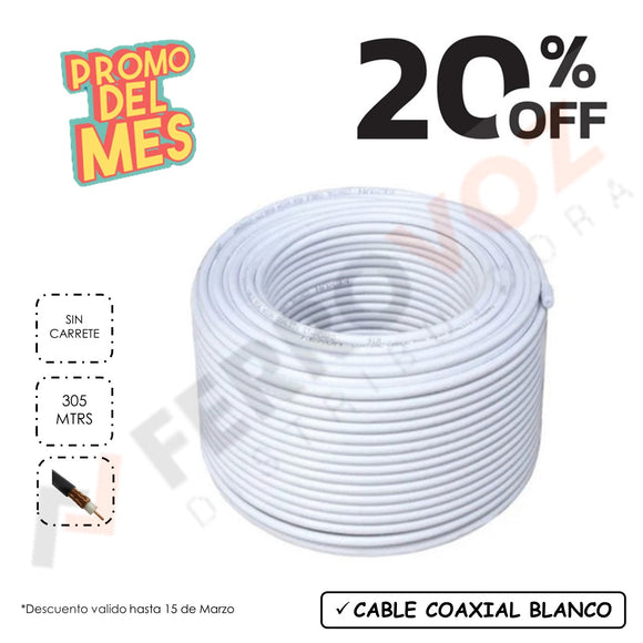 CABLE COAXIAL RG6 (305 mt) BLANCO