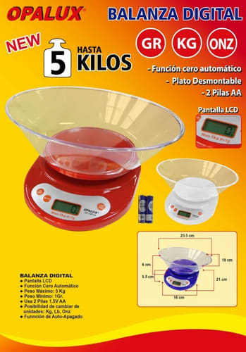 Balanza Peso Digital Cocina 5kg Incluye 2pilas