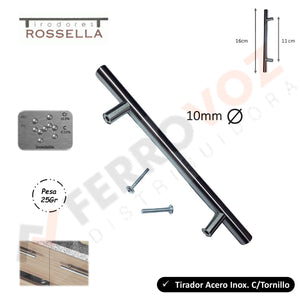 TIRADOR ACERO INOX. "ROSELLA"(16cm) Inc. Tornillos