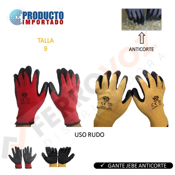 PACK GUANTES TELA JEBE ANTICORTE USO RUDO (12 PARES)