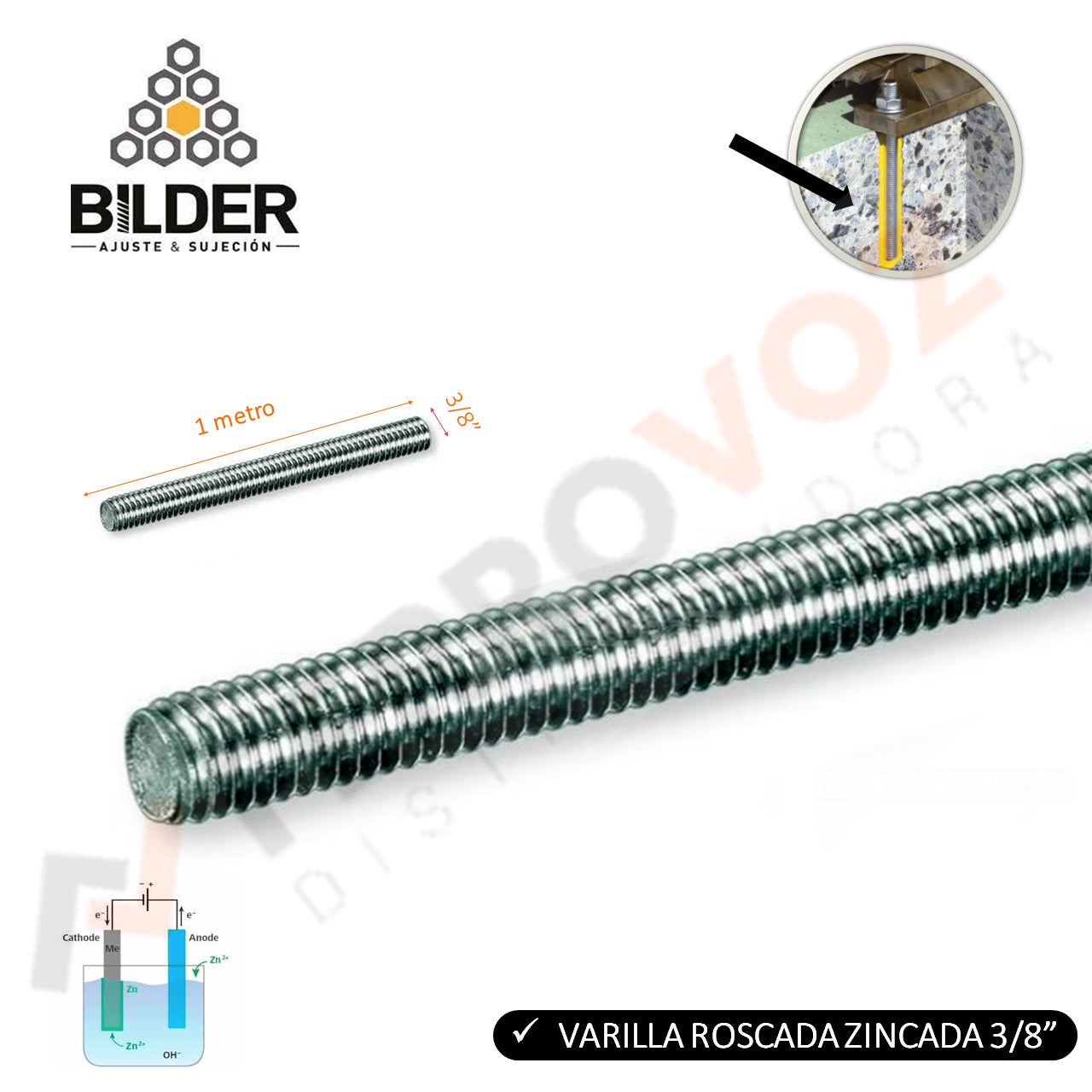 Varilla Roscado VARILLA ROSCADA ZINCADA 3/8
